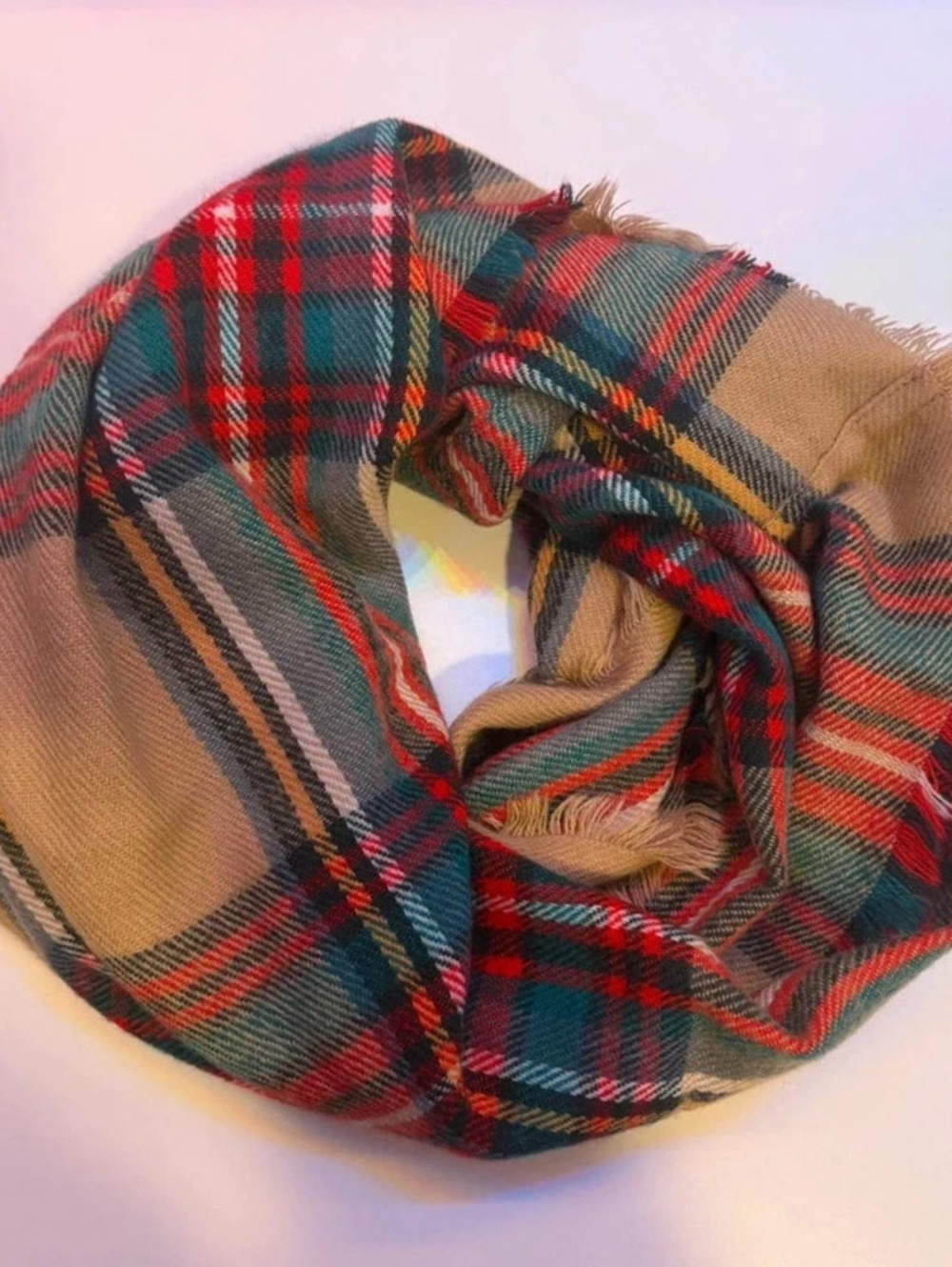 Soft & cozy fall plaid infinity scarf